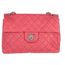 Chanel Raspberry Red Leather Shoulder Bag - 2000s Red