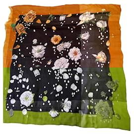 Hermès-Hermès Square La Rosée 130X130-Black,Orange