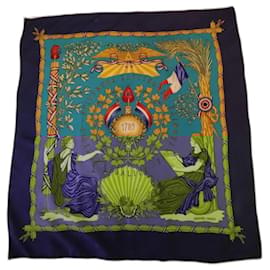 Hermès-Hermès Square 1789-Navy blue,Light green