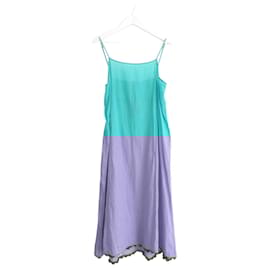 Autre Marque-Injiri Turquoise Cotton Crocheted Hem Slip Dress-Turquoise