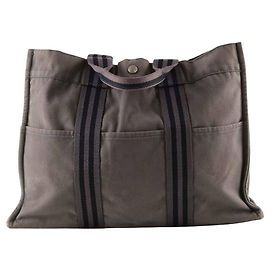 Hermès Toto Handtasche aus grauer Baumwolle Grau