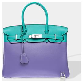 Hermès-HERMES Birkin 30 Bag in Blue Leather - 102533-Blue