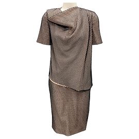 Cédric Charlier Beige / Schwarzes Netz Midi-Kleid von Cedric Charlier Beige
