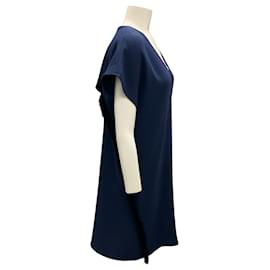 Autre Marque-Derek Lam 10 Crosby Midnight Blue Fringe Crepe Dress-Navy blue