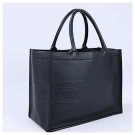 Dior-Christian Dior Leather Book Tote Handbag in Black-Black