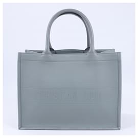 Dior-Christian Dior Leather Book Tote Handbag in Grey-Grey