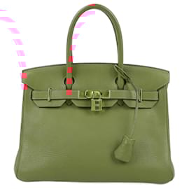 Hermès-HERMES Birkin 30 Taurillon Clemence Rouge Pivoine Gold Metal Fittings Handbag R: 2014-Red