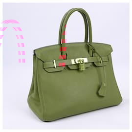 Hermès-HERMES Birkin 30 Taurillon Clemence Rouge Pivoine Gold Metal Fittings Handbag R: 2014-Red