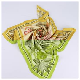 Hermès-Hermes Carré 90 "Fleurs d'Hellade" 100% Silk Scarf-Yellow