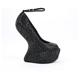 Giuseppe Zanotti-Giuseppe Zanotti Swarovski Crystal No-Heel Platform Wedges - Size 38 EU-Black