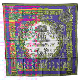 Hermès-Hermès Carré 90 "ASTRES et SOLEILS" 100% Silk Scarf-Navy blue