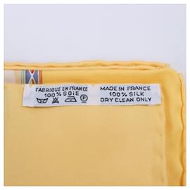 Hermès-Hermès Carré 90 "CAVALIERS PEULS" 100% Silk Scarf-Yellow