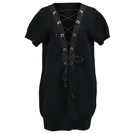 Abito Mini con Lacci Sacai in Cotone Nero Nero