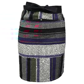 Sacai- Sacai Striped Mini Wrap Skirt in Multicolor Cotton Tweed-Multiple colors