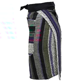 Sacai- Sacai Striped Mini Wrap Skirt in Multicolor Cotton Tweed-Multiple colors