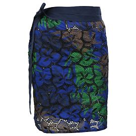 Sacai Leaf Printed Mini Wrap Skirt in Multicolor Polyester Multiple colors