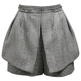 Alexander Mcqueen- Alexander Mcqueen Houndstooth Layered Shorts in Black Wool-Black