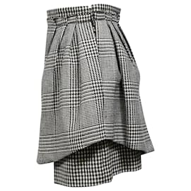 Alexander Mcqueen- Alexander Mcqueen Houndstooth Layered Shorts in Black Wool-Black
