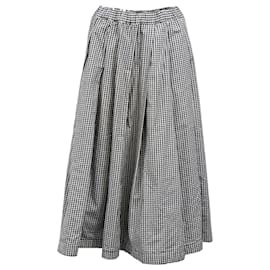 Autre Marque- Black Comme Des Garçons Gingham Midi Skirt in Black Cotton-Black