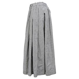 Autre Marque- Black Comme Des Garçons Gingham Midi Skirt in Black Cotton-Black