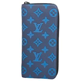 Louis Vuitton-Louis Vuitton Monogram Shadow Zippy Vertical Long Wallet-Blue
