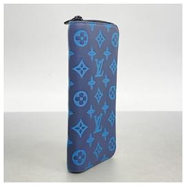 Louis Vuitton-Louis Vuitton Monogram Shadow Zippy Vertical Long Wallet-Blue