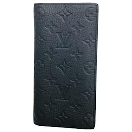 Louis Vuitton-Louis Vuitton Long Wallet Monogram Shadow Portefeuille Brazza M62900 Noir-Black