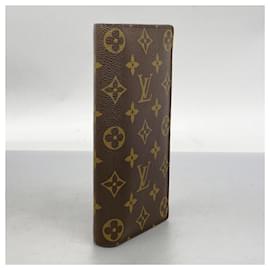Louis Vuitton-Louis Vuitton Long Wallet Monogram Portefeuille Brazza-Brown