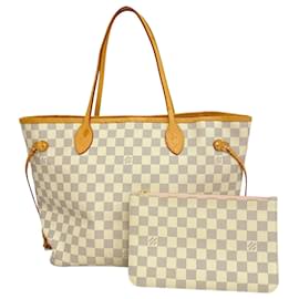 Louis Vuitton-Louis Vuitton Damier Azur Neverfull MM Tote Bag-Pink