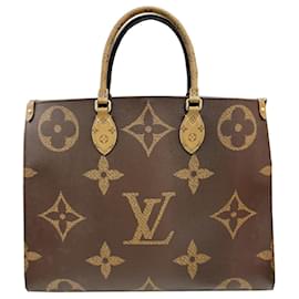 Louis Vuitton-Louis Vuitton Monogram Giant Reverse On-the-Go GM Tote Bag-Brown,Monogram