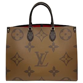 Louis Vuitton-Louis Vuitton Monogram Giant Reverse On-the-Go GM Tote Bag-Brown,Monogram
