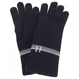 Hermès-Hermes Black Cashmere Short Gloves-Black