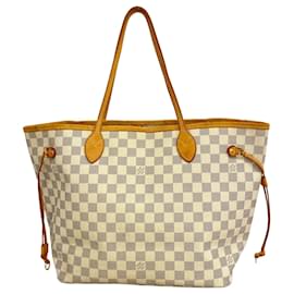 Louis Vuitton-Louis Vuitton Damier Azur Neverfull MM Tote Bag-White