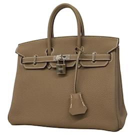 Hermès-Hermes Birkin 25 Handbag in Etoupe Gray-Taupe