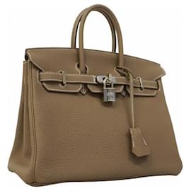 Hermès-Hermes Birkin 25 Handbag in Etoupe Gray-Taupe