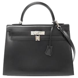 Hermès-Sac à main Hermes Kelly 32 cm-Noir