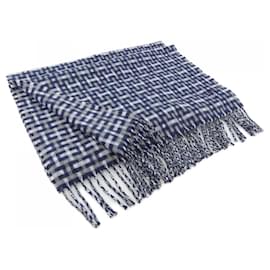 Hermès-Hermes Cashmere Shawl Scarf-Beige,Navy blue