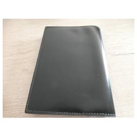 Hermès-vintage black kid leather agenda cover 9X13 cms box-Black