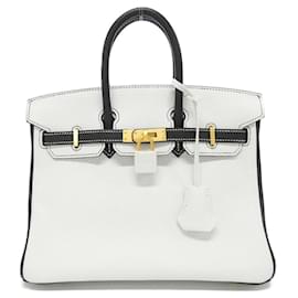 Hermès-Hermes Birkin 25cm Handbag-Black,White