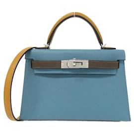 Hermès-Sac à épaule Hermes Mini Kelly 2 Tricolore-Bleu