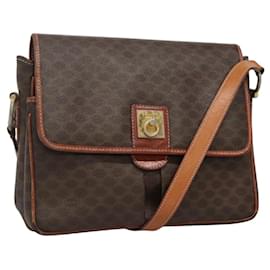 Céline-CELINE Macadam Canvas Shoulder Bag PVC Leather Brown Auth 106327-Brown