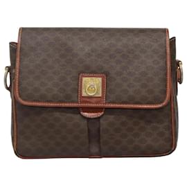 Céline-CELINE Macadam Canvas Shoulder Bag PVC Leather Brown Auth 106327-Brown