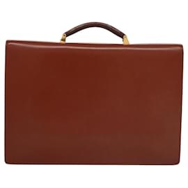 Loewe-LOEWE Anagram Business Bag Leather Brown Gold Auth bs22523-Brown,Golden