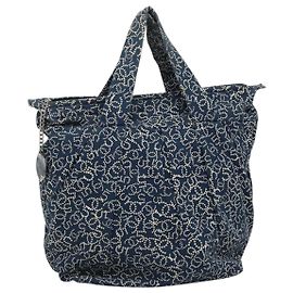CHANEL Bolsa Arabesque em lona marinha CC Auth yk17405 Azul marinho