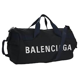 Balenciaga-Sac Boston en toile noir argent BALENCIAGA Auth mr1018-Noir,Argenté