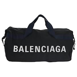 Balenciaga-Sac Boston en toile noir argent BALENCIAGA Auth mr1018-Noir,Argenté