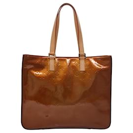 Louis Vuitton-LOUIS VUITTON Monogram Vernis Columbus Tote Bag Bronze M91134 LV Auth BA088-Bronze
