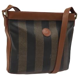 Fendi-Sac à épaule en toile Pecan FENDI marron noir Auth 115751-Marron,Noir