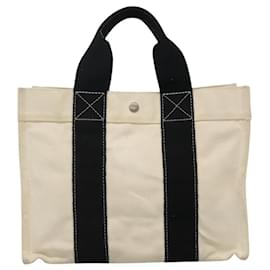 Hermès-HERMES Sac Tote Bora Bora Ensemble Poche en Toile Blanc Noir Bleu Auth bs22613-Noir,Blanc,Bleu