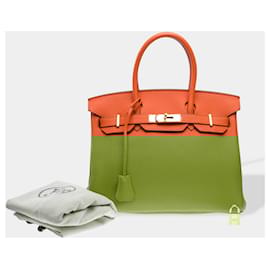 Hermès-HERMES Birkin 30 Bag in Orange Leather - 102531-Orange